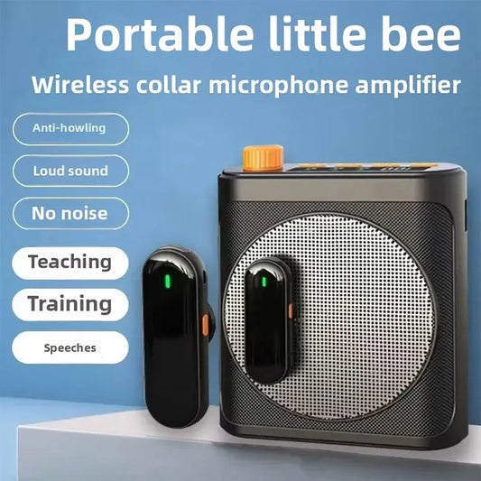 Mini Wireless Microphone Amplifier with Charging Case Lavalier Microphone Megaphone Speaker for Teachers Tour Guides Coaches