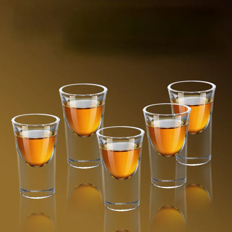 6PCs Glass Set Transparent 15ml Shot Glass Thickened Bottom Liquor Cup Bullet Cups One Mouth Small Cup Wine Drinkware Wholesale