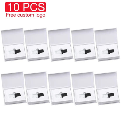 10PCS/LOT Crystal USB 2.0 Wedding Gift Flash Drives Free Custom Logo Pen Drive 100% Real Capacity Stick 128GB 8GB 16GB 32GB 64GB