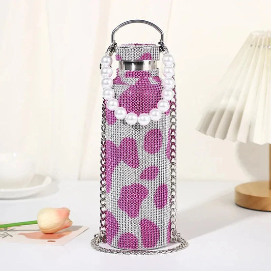 350/500/750/1000ml Luxury Rhinestone Thermos Bottle 2pcs Chain Portable Water Bottle Double Wall Stainless Steel Thermal Flask by PDG ibma