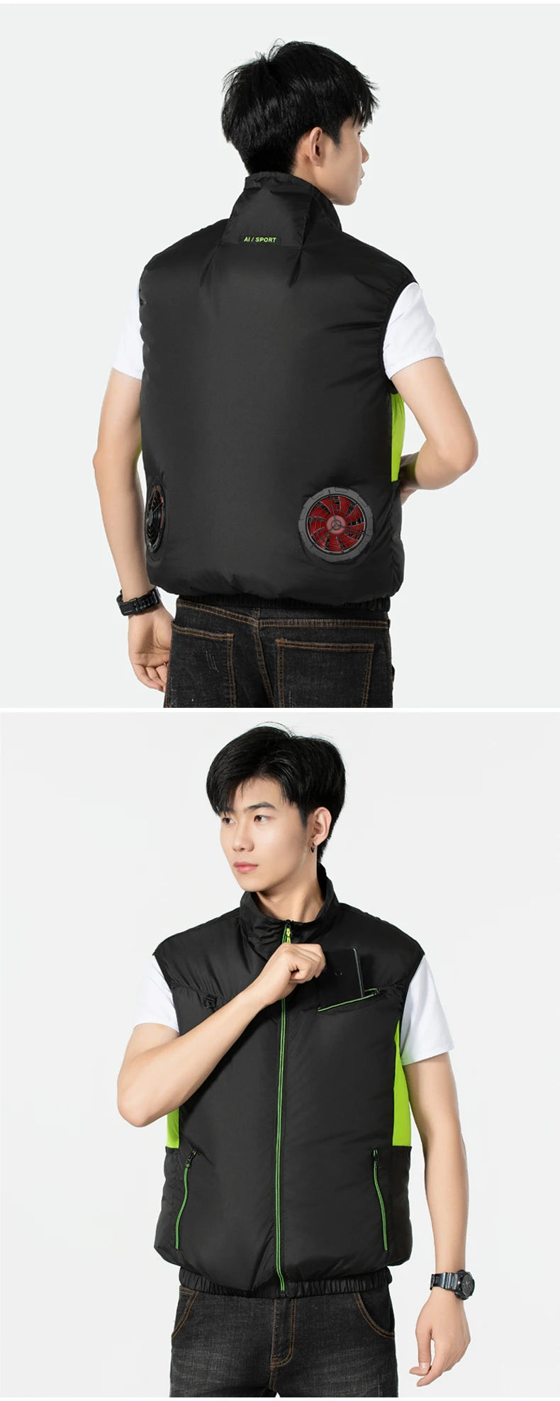 Summer cooling & heatstroke prevention fan vest, refrigerated outdoor waistcoat, fan work jacket, cooling vest, unisex style.