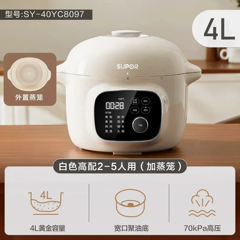Electric Pressure Cooker 220V Home 4L Capacity Multifunctional Smart Rice Cooker Automatic multicooker 압력밥솥 طنجرة الضغط