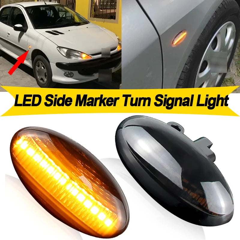 2PCS For Peugeot 107 1007 108 206 307 407 607 Partner Traveller Expert LED Side Marker Light Turn Signal Repeater Lamp