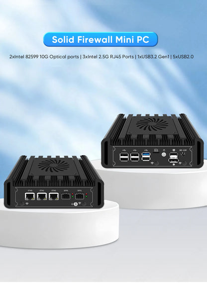 2x10G SFP+ Solid Firewall Mini PC 3x2.5G i226-V Lans Intel i3 N300 N150 N100 DDR5 NVMe Proxmox pfSense OPNsense Home Server Host
