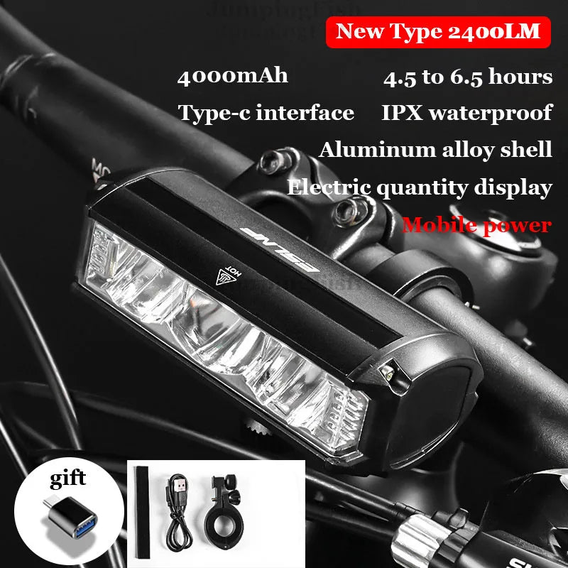 Bicycle Light Front 5200LM LED Light for Bicycle 8000mAh Mountain Cycle Headlight Lamp MTB Bike Light USB Flashlight Super Brigh