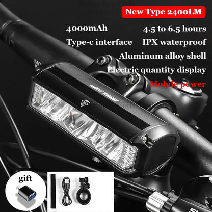 Bicycle Light Front 5200LM LED Light for Bicycle 8000mAh Mountain Cycle Headlight Lamp MTB Bike Light USB Flashlight Super Brigh