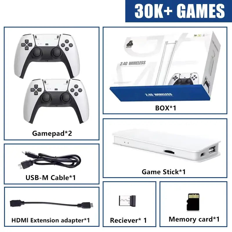 M15 Game Stick Mini TV Handheld Game Console 20000+Retro Game Wireless Gamepads Video Game 64G HD Output Two-player for PS1 Etc