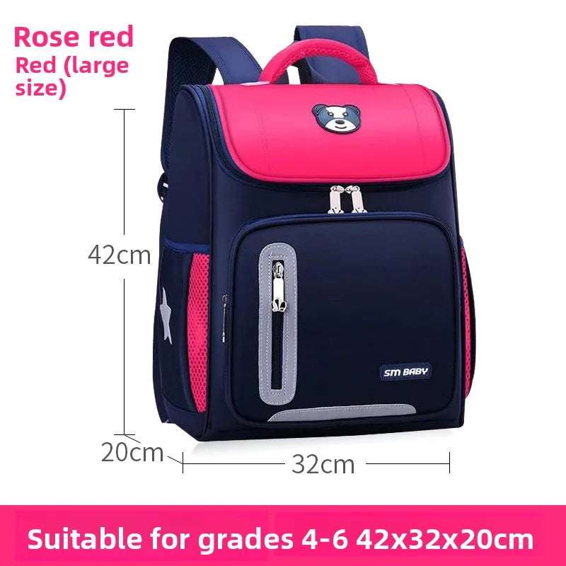 Lightweight Kids Backpack 1 3 6 Grade Spine Protection Reflective Space School Bag for Elementary Students