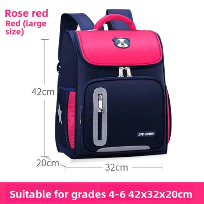 Lightweight Kids Backpack 1 3 6 Grade Spine Protection Reflective Space School Bag for Elementary Students