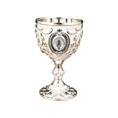 Delicate Drink Cup Retro Metal Diamond-encrusted Wine Glass European Style  Whiskey Glass Anti-break Chalice Gift