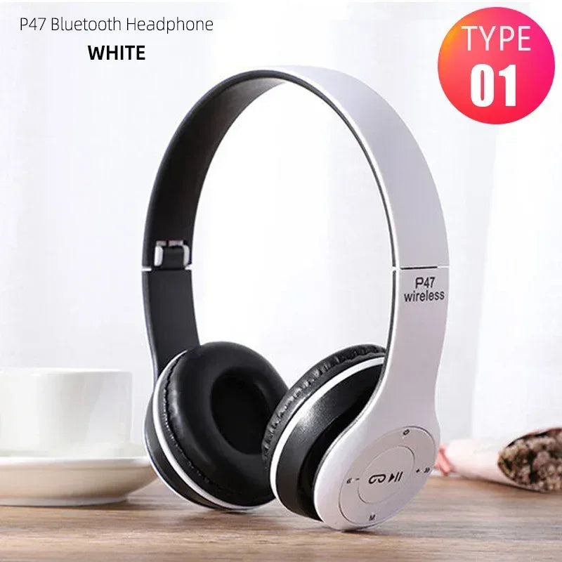 P47 Bluetooth 5.0 Wireless Headphone Foldable HIFI Stereo Bass Earphone Kid Helmet Gift With Mic USB Adaptor For iPhone Game