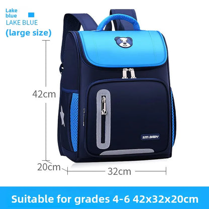 Lightweight Kids Backpack 1 3 6 Grade Spine Protection Reflective Space School Bag for Elementary Students