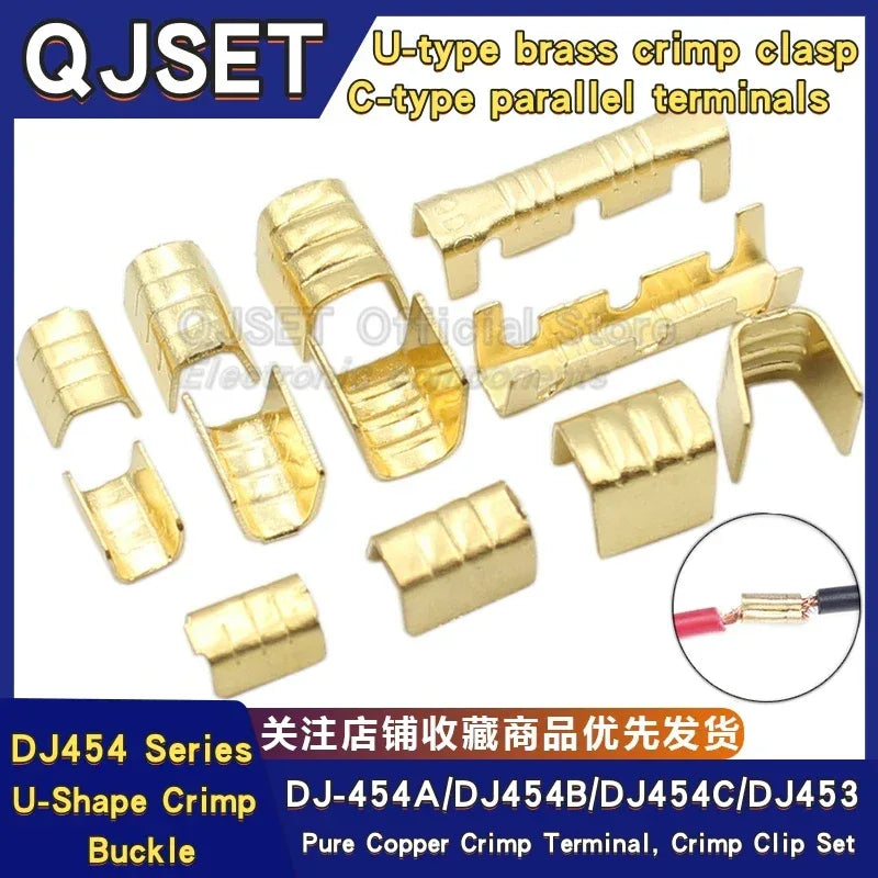 100Pcs DJ454 Wire 0.5-6.0mm² U-shape copper wire crimp terminals Cold pressed connectors Cable lugs for wire splice terminals DJ