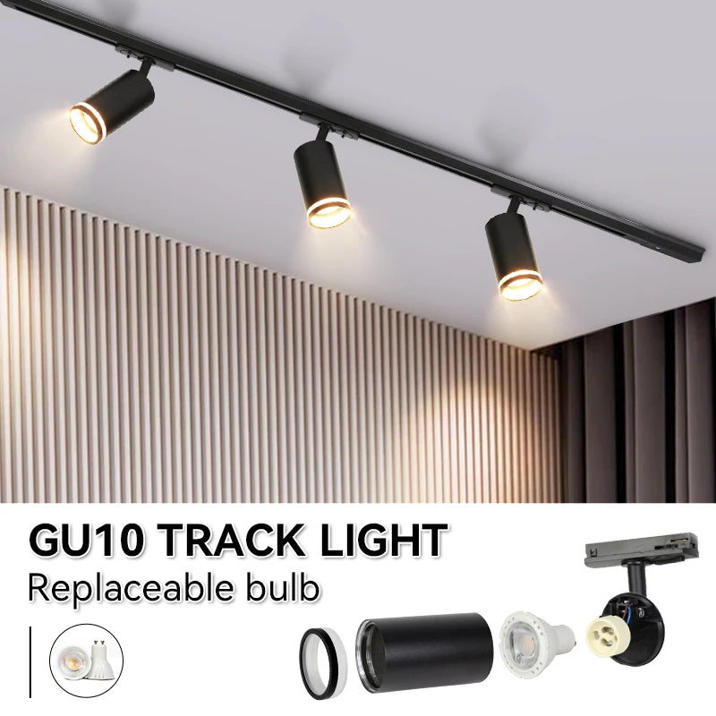 Led Track Light GU10 Spotlight 110V 220V Track Pendant Indoor for Home Decor Kitchen Bedroom Ceiling Lamp Fixture Track Lighting