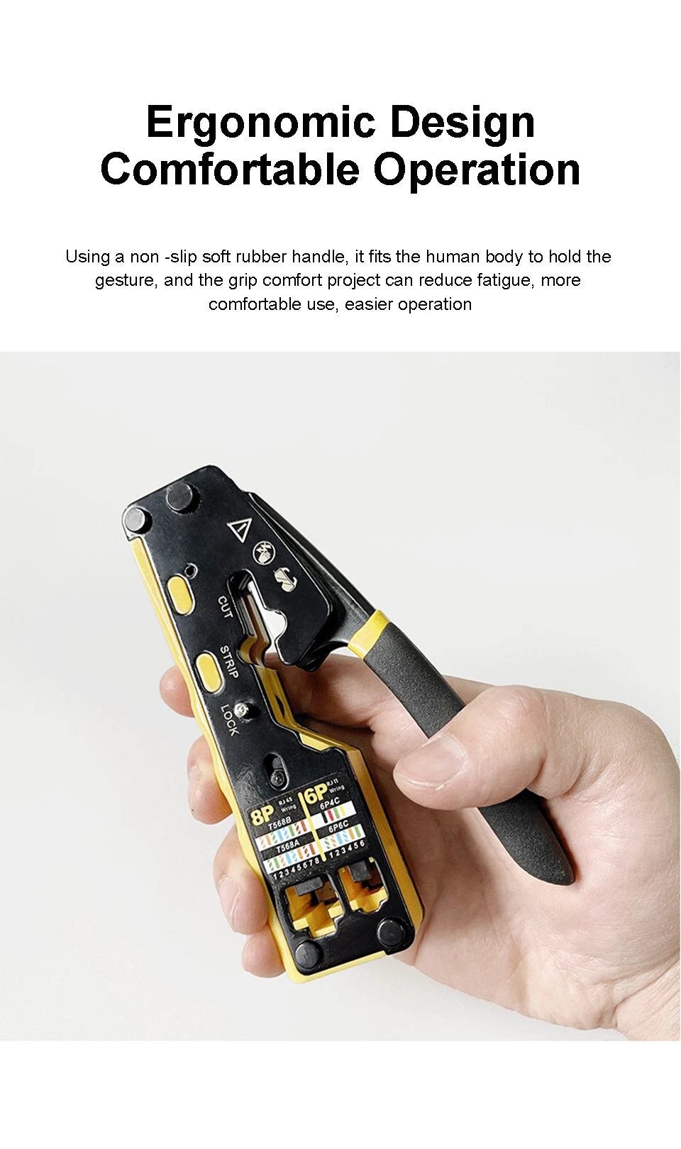 ONTi RJ45 Cat7/6/6A/5E Connector and RJ45 Crimp Tool Pass Through Crimper for 8P8C with Replacement Blade Cable Stripper