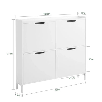 SoBuy FSR100 4 flap shoe rack 8 shelf surface shoe cabinet narrow shoe chest of drawers shoe shelf