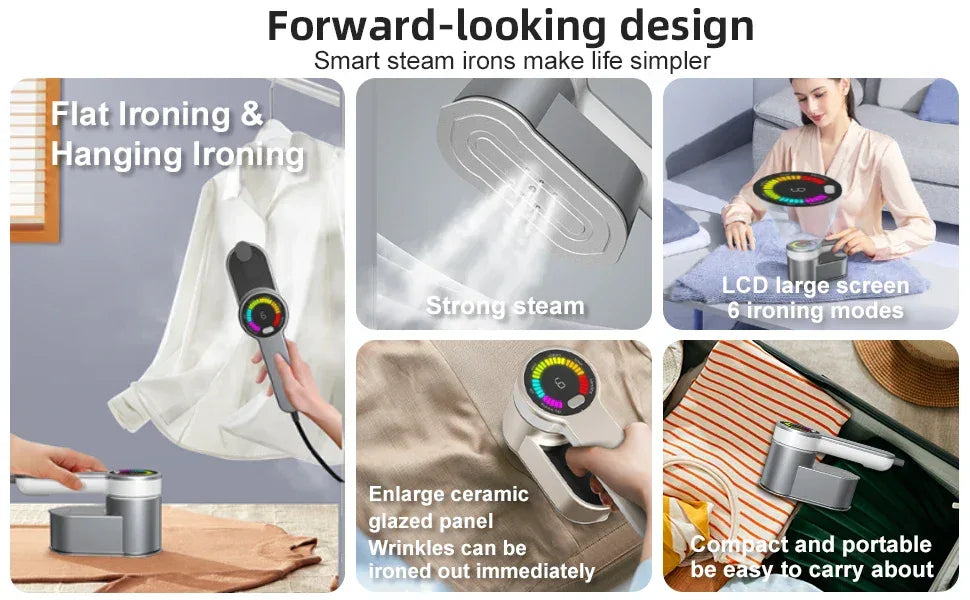 New Intelligent Steam Ironing Machine Portable Travel Steamers for Clothes LCD Diplay Screenc Mini Handheld Garment Iron Steamer