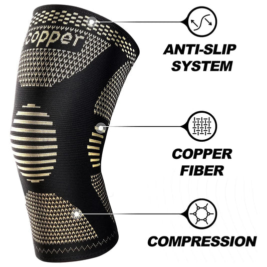 2Pcs Copper Knee Brace for Knee Pain - Copper Knee Compression Sleeves - Knee Pads for Sports,Meniscus Tear,ACL,Arthritis,Joint by PDG ibma
