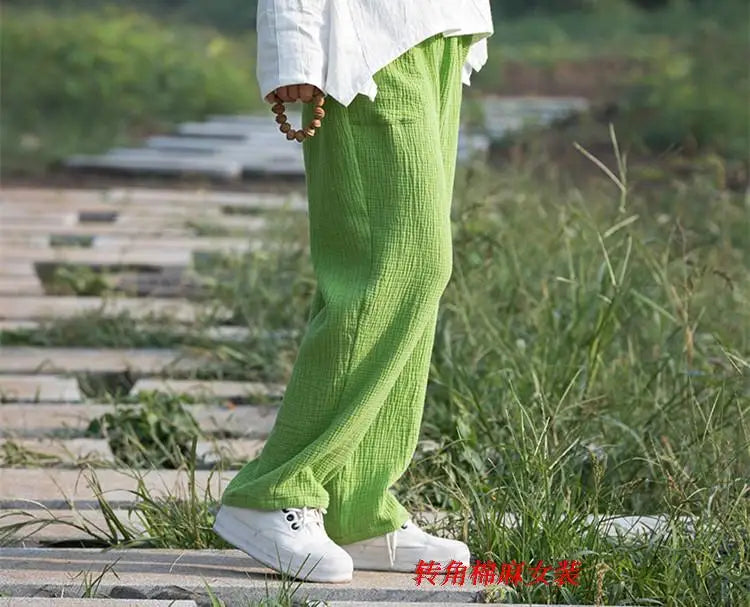 2024 Spring Women' Fashion comfortable cotton linen pants Plus size Women pleated Autumn pants with pockets 5XL 6XL pantalones