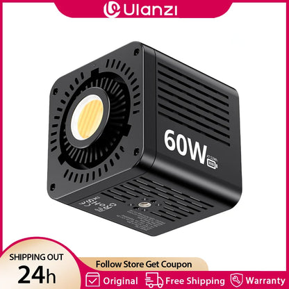 Ulanzi C60 60W COB Video Light Bi-Color Led Light 2500-6500K 3300mAh Mini Bowens Mount for Photography Studio Lighting Live Vlog