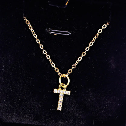 Kpop Shining A-Z Letter Pendant Charm Necklace 26 Initial Alphabet Name Golden Clavicle Chain Party Valentine's Day Jewelry Gift