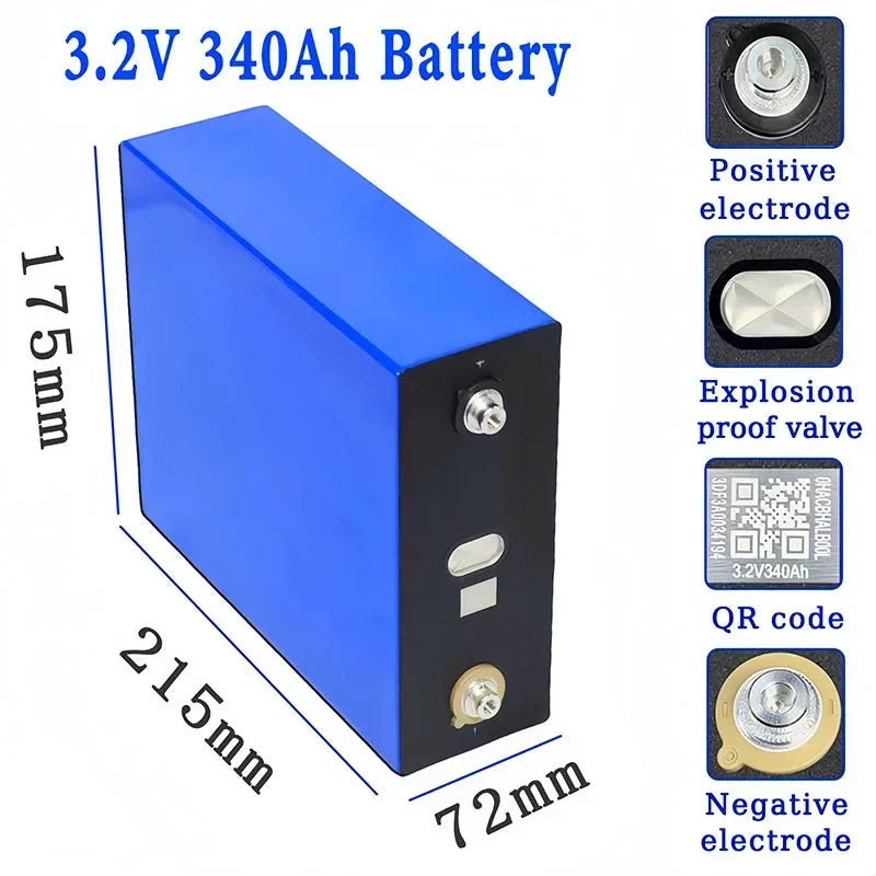 3.2V 360ah 340ah 100ah Lifepo4 Grade A battery 3C high-power energy storage rechargeable battery IY olf solar energy camping