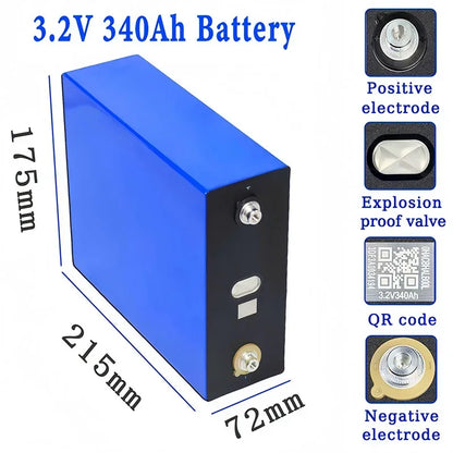 3.2V 360ah 340ah 100ah Lifepo4 Grade A battery 3C high-power energy storage rechargeable battery IY olf solar energy camping