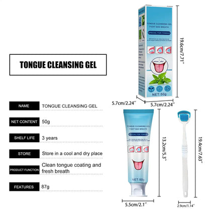 Tongue Cleaning Gel Set Effective Tongue Cleaner Gel Orals Cleaner Set Mint Tongue Scraper & Scrubber Effective Mouth Odor