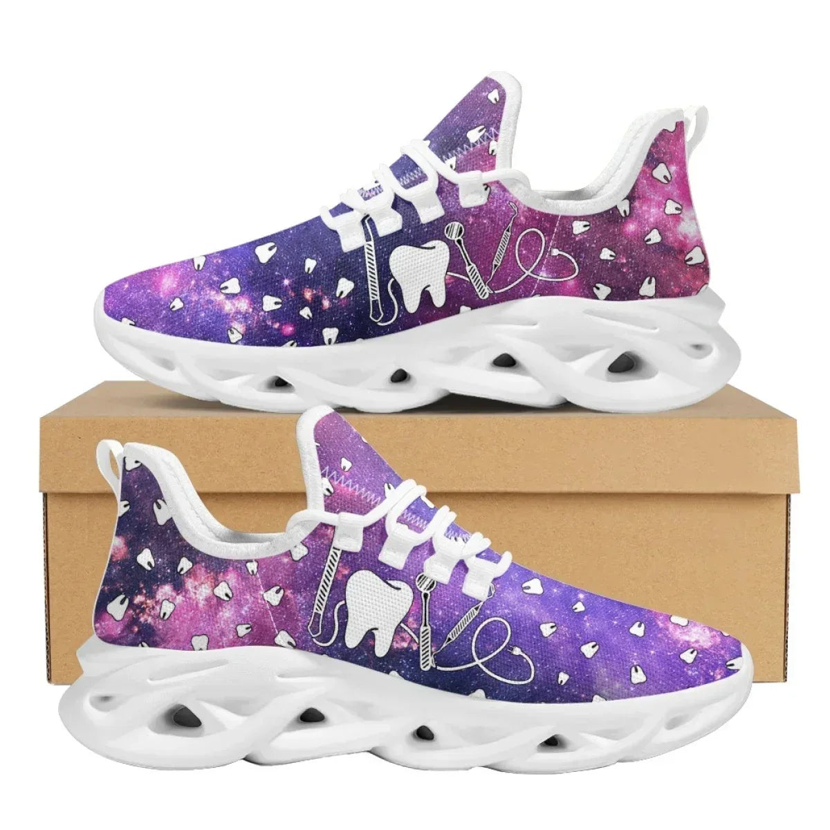 Black and White Teeth Medical Institution Nurse Shoes for Woman Men Four Seasons Round Toe Non-slip Casual Sneakers Custom Shoes