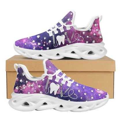 Black and White Teeth Medical Institution Nurse Shoes for Woman Men Four Seasons Round Toe Non-slip Casual Sneakers Custom Shoes