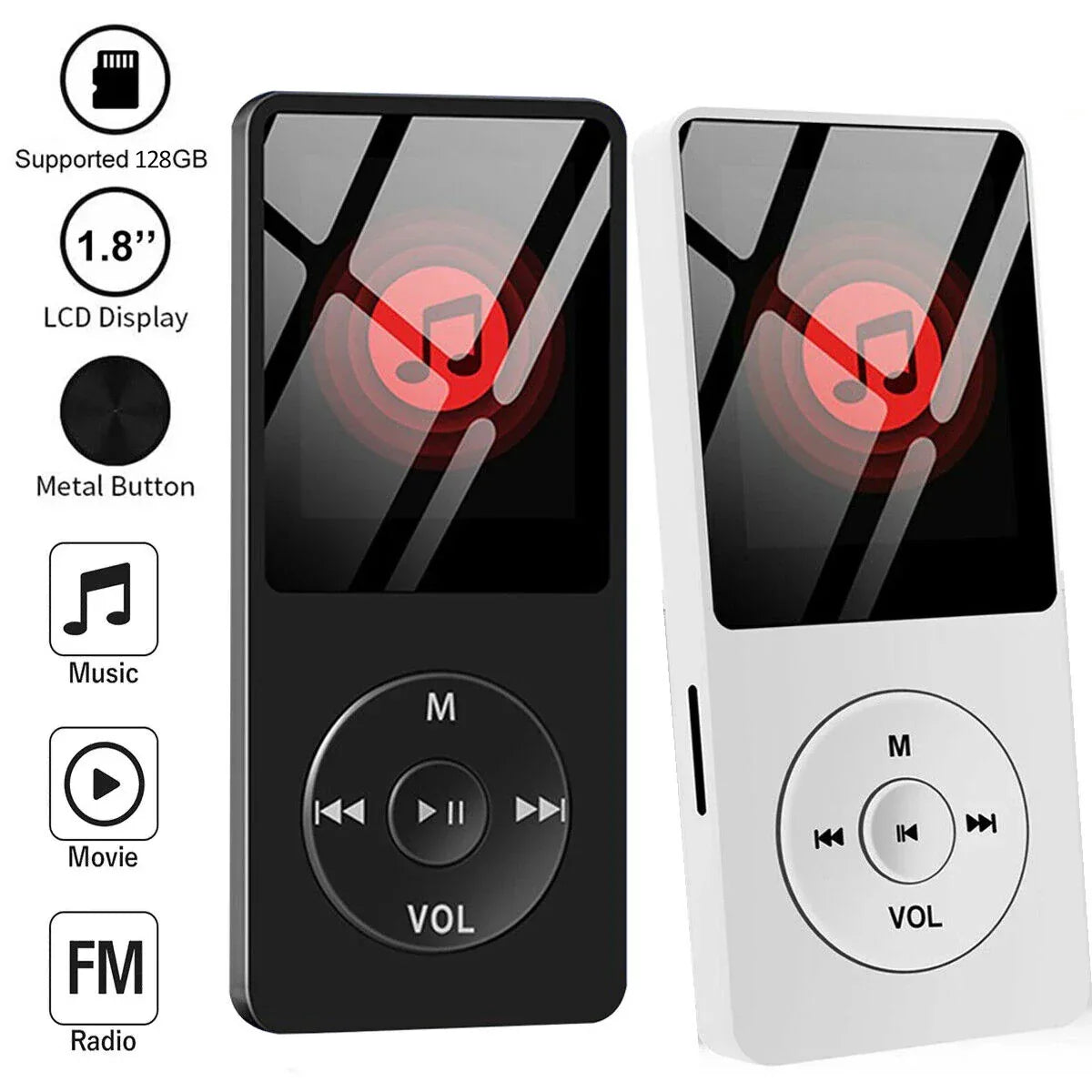 MP3 Player Outdoor Sports Fitness Mini Mp4/mp3 Support Bluetooth Lossless Hifi Music Player FM Radio Recorder Sport 128GB