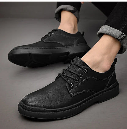 Spring Autumn Casual Men Retro Leather Shoes 2023 Fashion British Style Anti-skid Chaussure Homme Cuir Luxury Brand Designer