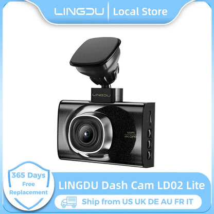 LINGDU LD02 Lite Dash Cam 3inch Screen 4K Front 1080P Rear Camera 5.8Gh WiFi GPS Voice Control 24H Parking Monitor Night Vision