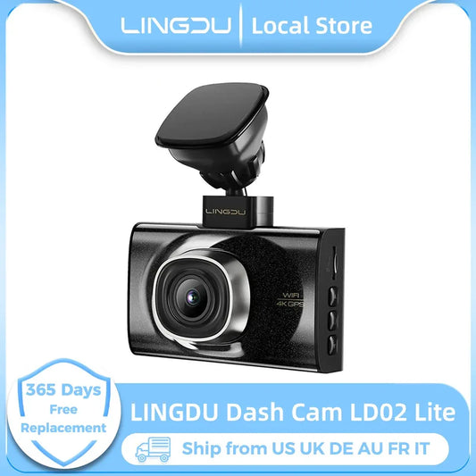 LINGDU LD02 Lite Dash Cam 3inch Screen 4K Front 1080P Rear Camera 5.8Gh WiFi GPS Voice Control 24H Parking Monitor Night Vision