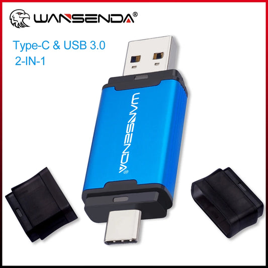 WANSENDA 128GB TYPE C USB 3.0 Flash Drive Pen Drive 32GB 64GB 256GB 512GB High Speed Pendrive for HUAWEI TYPE-C Mobile/PC by PDG ibma