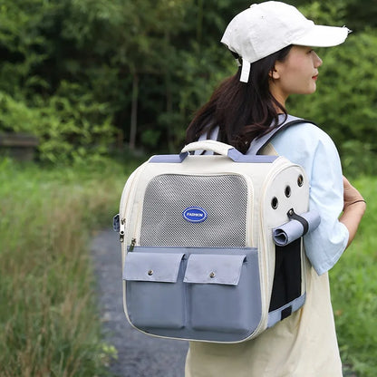 Pet Backpack Outdoor Large Cat Backpack Cat Transporter Breathable Foldable Carrying Bag Backpack Cat And Small Dog Supplies