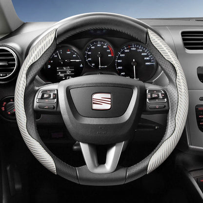 Suitable for Seat Carbon Fiber Texture Steering Wheel Cover with Segmented Quick-Release Design, Durable, for Models Such as Ibiza, Arona, Leon, Leon Sportstourer, Ateca, Etc., in Black, Blue, Red, Silver, and White by PDG ibma
