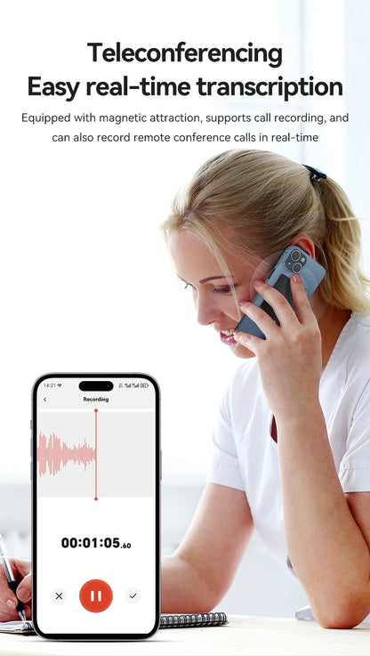 New8-128GB AI ChatGPT-4 Intelligent Voice Recorder Audio App Phone Call Record Transcribe Summarize 58LanguageTranslation Device