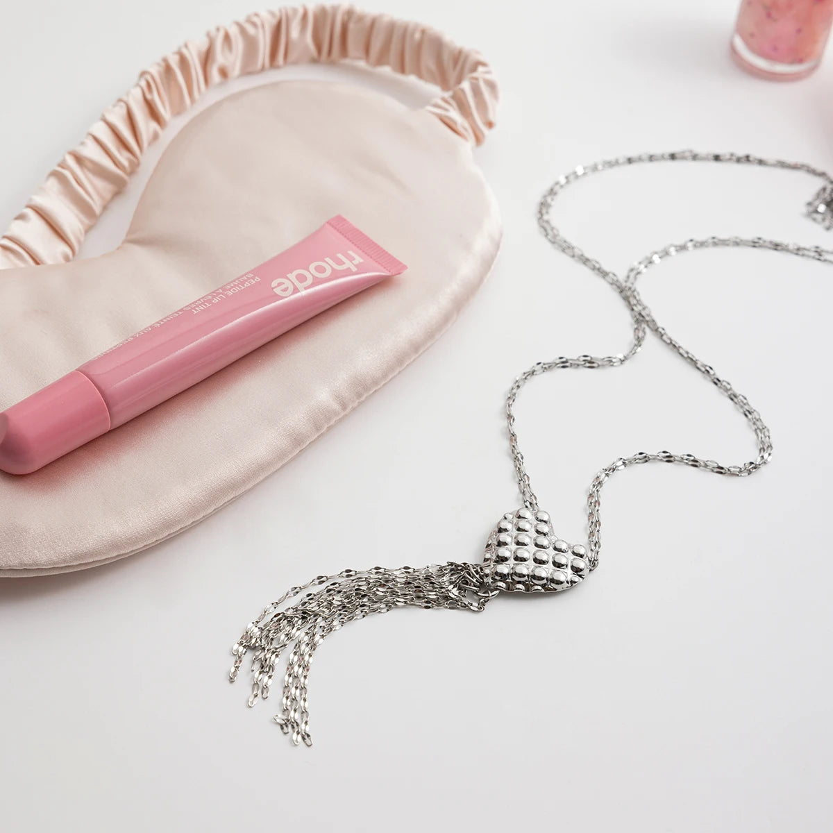 Zora Minimalist Style Silver-Plate Stainless Steel Heart Pendant Splicing Tassels Necklace Waterproof Women's Unique Jewelry