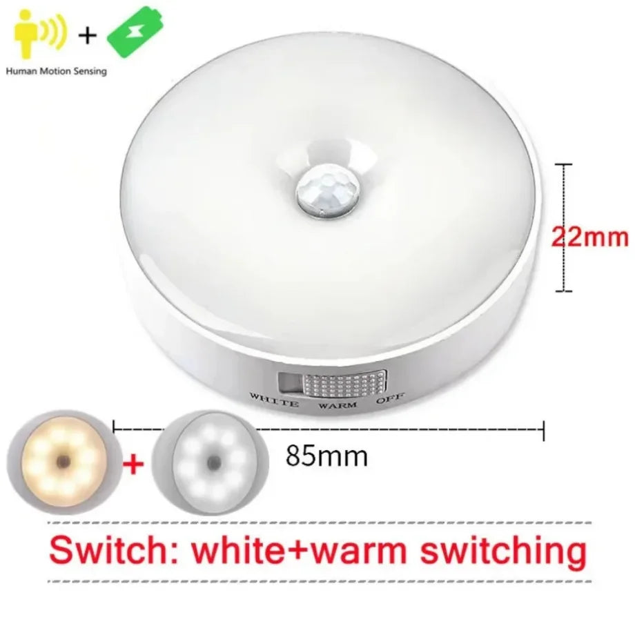 Night Light Motion Sensor Light USB LED Lamp With Switch Rechargeable Inductor Lights For Kitchen Stairs Hallway Closet Bedroom