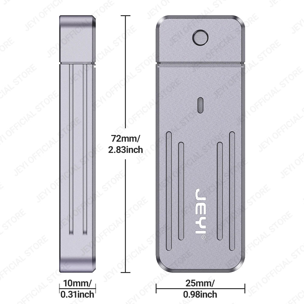 JEYI M.2 NVMe(USB 3.2 10Gbps)Direct-attach  Enclosure,USB-A Plug In-line Aluminum 2242 2280 SSD Case With Magnet Protective Case