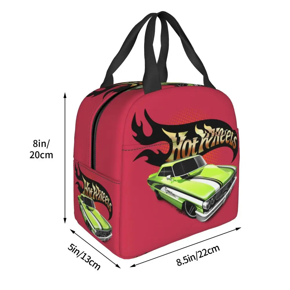 Custom Hot Wheels For Fans Thermal Insulated Lunch Bag Cartoon Sport Car Portable Lunch Container Travel Multifunction Food Box