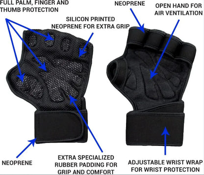 Gym Fitness Heavy duty Training Glove Men Women Fitness Sports Body Building Gymnastics Grips Hand Wrist Palm Protector Gloves