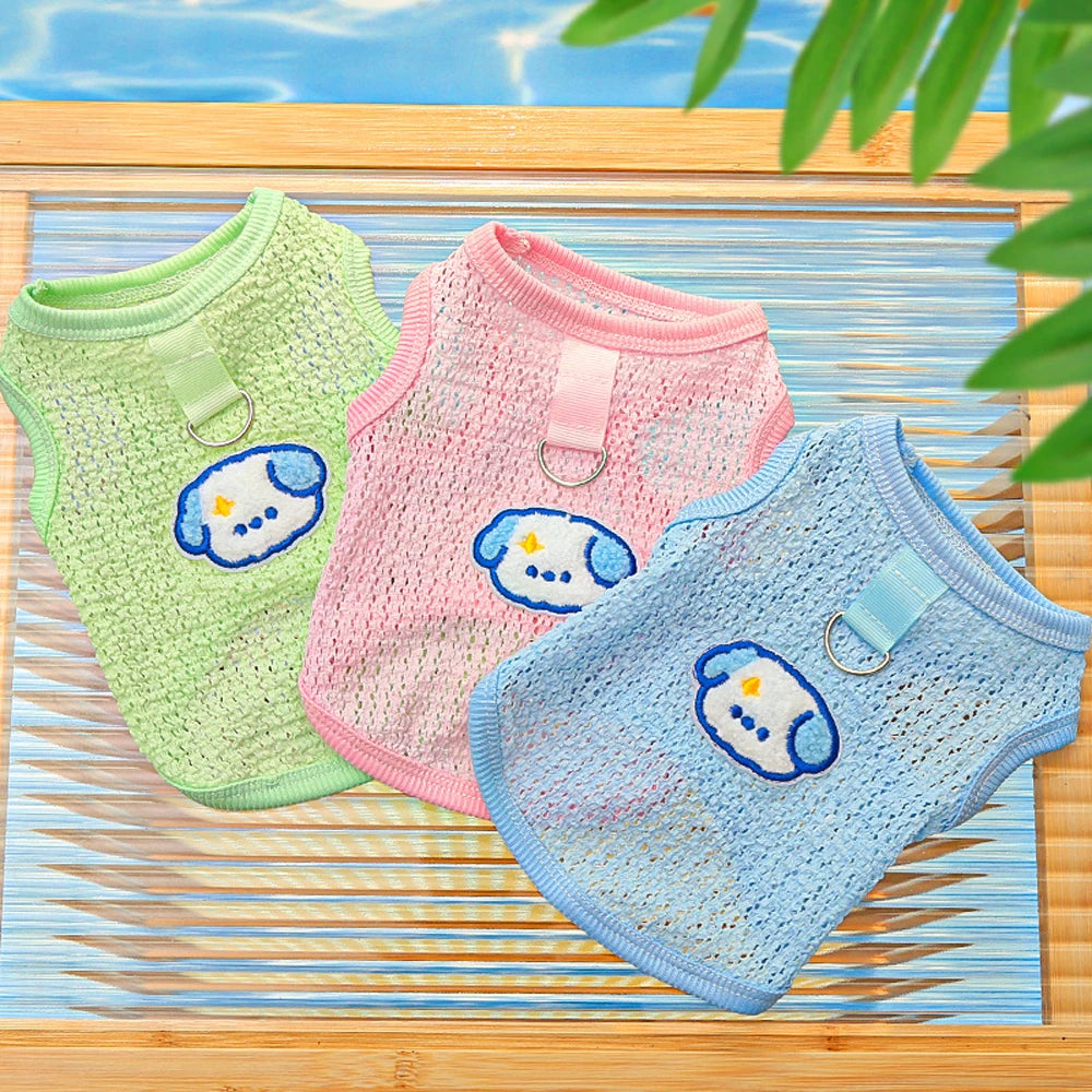 Cute Dog Cooling Vest Solid Breathable Mesh Thin Small Dog Summer Clothes  Bichon Medium Cat T Shirts Clothing Puppy Undershirt