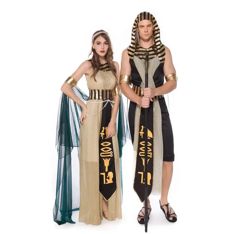 Robe Cosplay pour Couple, Costume de fête de carnaval antique égyptien, paon cléopatra, Halloween, médiéval, King, Queen, déesse