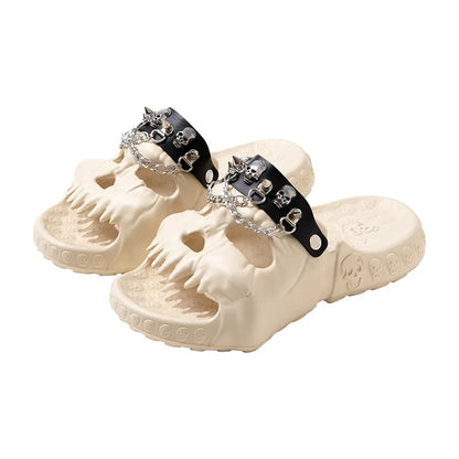 Skull Slides Sandals for Men Women Non-Slip Sport Cloud Slippers on Comfy Beach Halloween Skull Slides Home Thick Soft Shoes