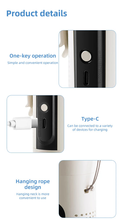 Mini Handheld Fan Portable Neck Hanging Fan USB Rechargeable Outdoor Waist Clip Air Fan Turbo Ice Cooling Fan with Cold Compress