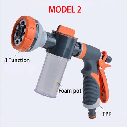8 Function Foam Lance Water Gun High Pressure Nozzle Jet Garden Car Water Washer Sprayer With Foam Pot Cleaning Car Wash Tool