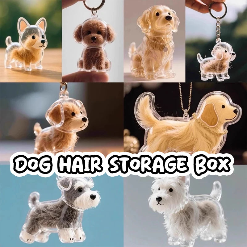 Cute Clear Puppy Hair Memorial DIY Pendant Keychain Decor Keepsake Capsule Pet's Dog Fur Container Pet Lovers Home Display Gifts