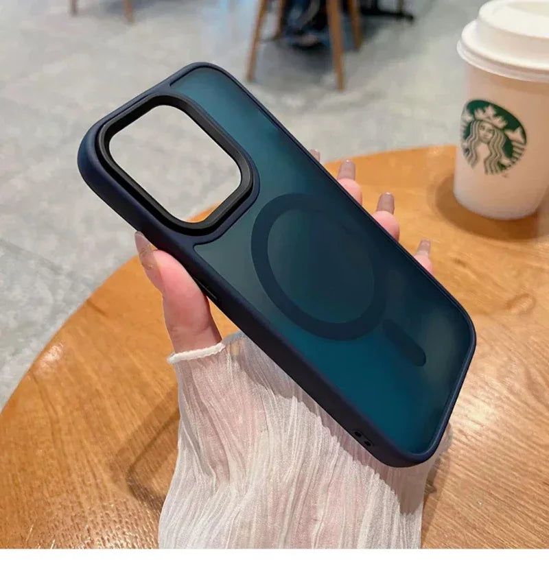 Luxury Wireless Charge Magsafe Transparent Phone Case For iPhone 11 12 13 14 15 16 Pro Max Plus Magnetic Matte Bumper Cover